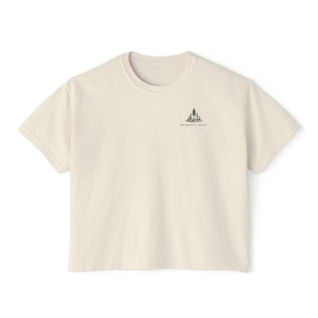 Fresh Starts Morning Mist Women's Boxy Tee — Sunrise Lake Graphic Tee